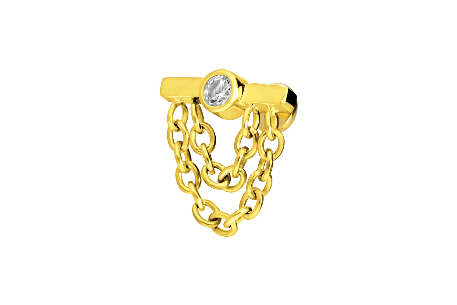 Titan Labret Piercing mit Push Fit BALKEN + KRISTALL + 2 KETTEN